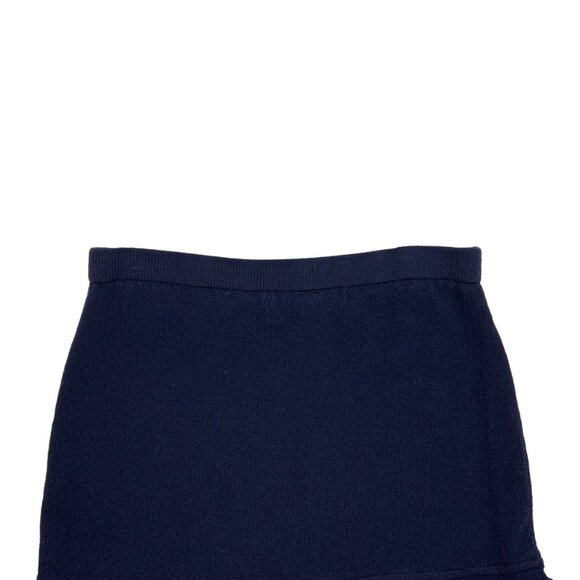 St. John Basics Knit Skirt 6 Blue Wool Blend Mini Peplum Classic - Picture 6 of 11